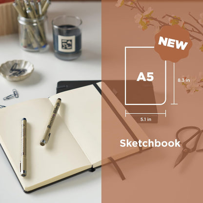 Sakura A5 Hardcover Sketchbook, 160 Pages, Black, Cream Paper - view 2