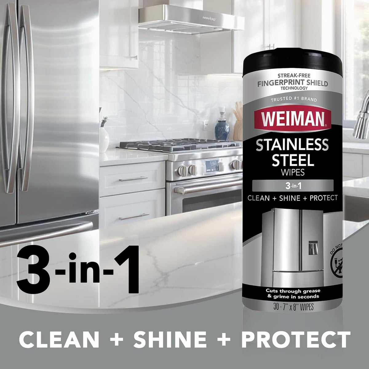 Weiman Stainless Steel Cleaner and Polisher Wipes, 30 Count - view 3