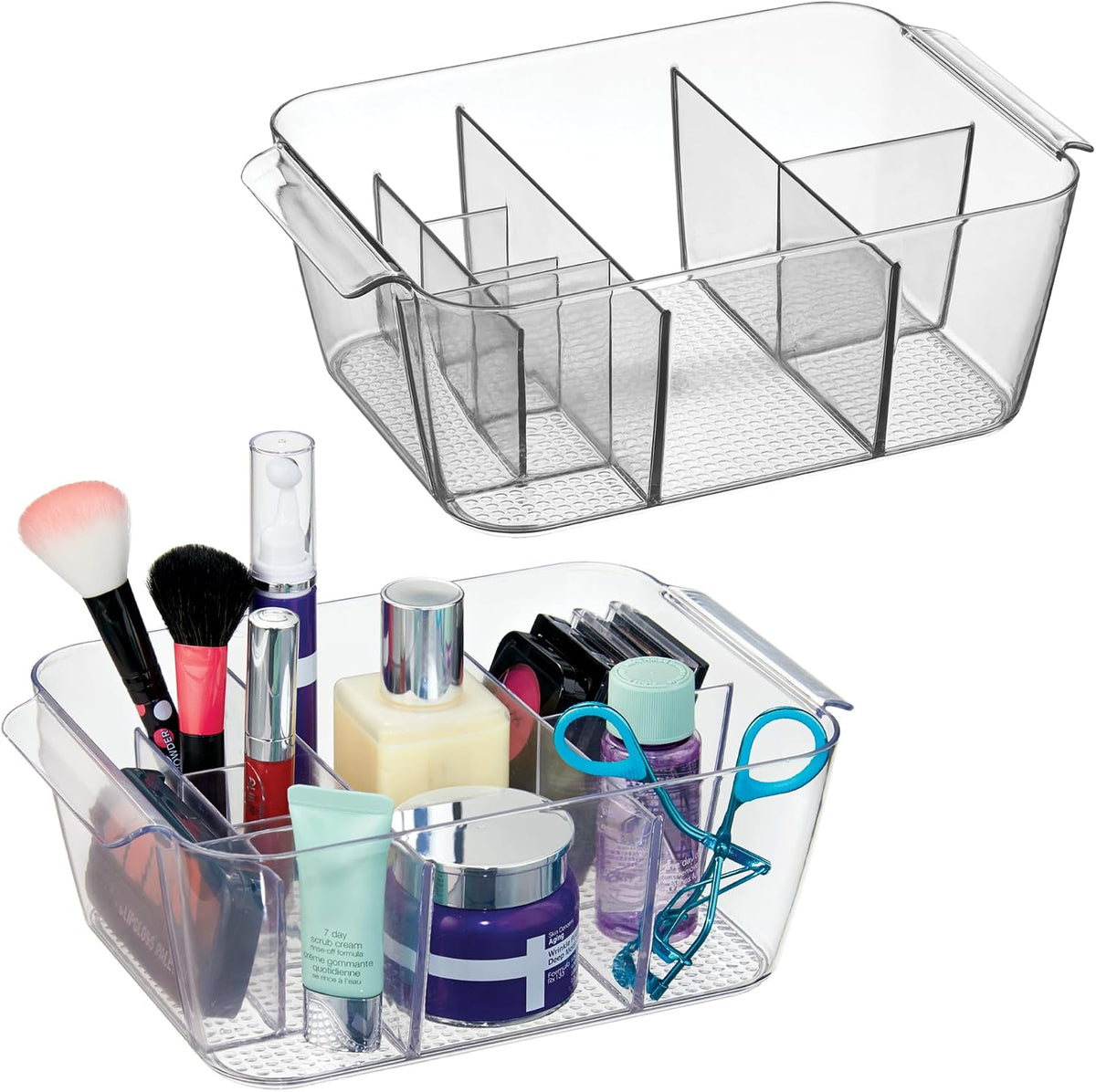 iDesign Clarity Makeup Organiser, Clear, Set of 2 — product view