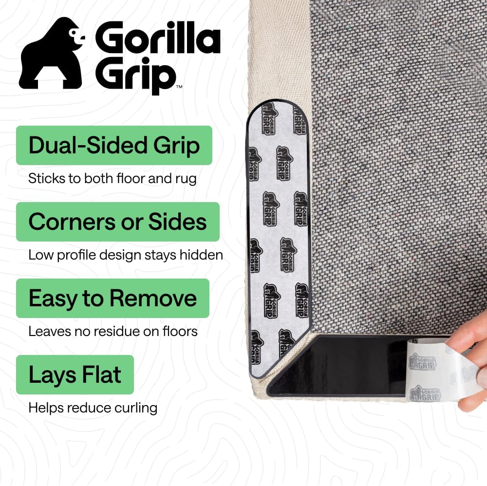 Gorilla Grip Extra Long Rug Grippers for Hardwood Floors, Black, 8 Count — alternate product view