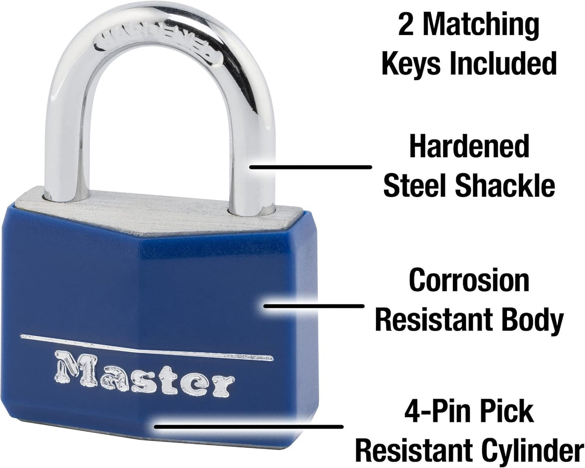 Master Lock Blue Vinyl Covered Aluminium Padlock with Key (142DCM) - view 3