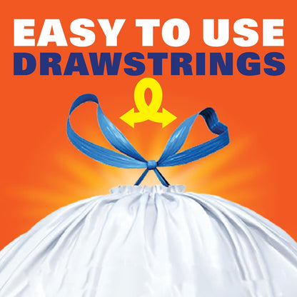 Hefty Strong 13 Gallon Tall Kitchen Bin Bags, White, Unscented, 90 Count - view 5