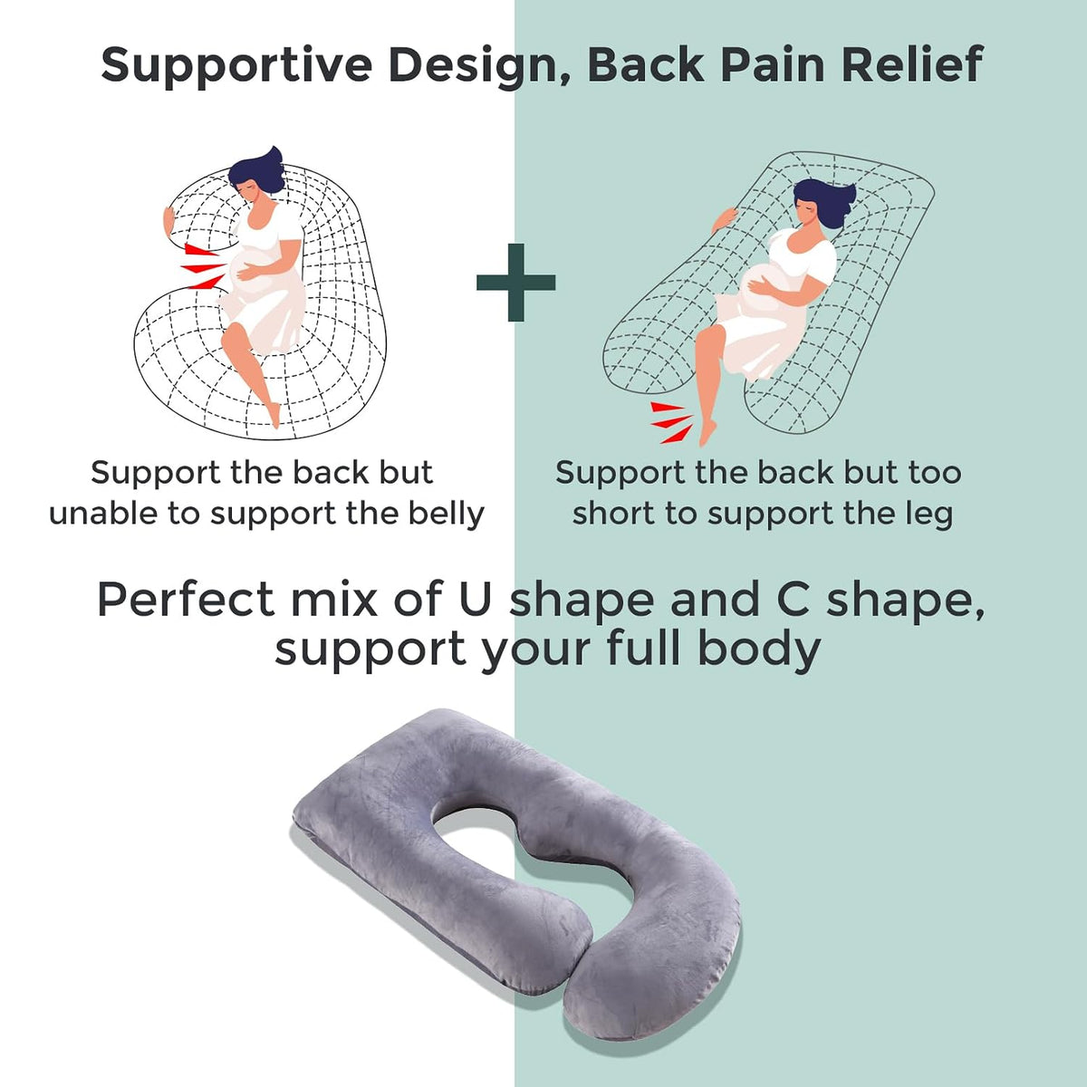 Momcozy U-Shaped Full Body Pregnancy Pillow for Sleeping - view 5