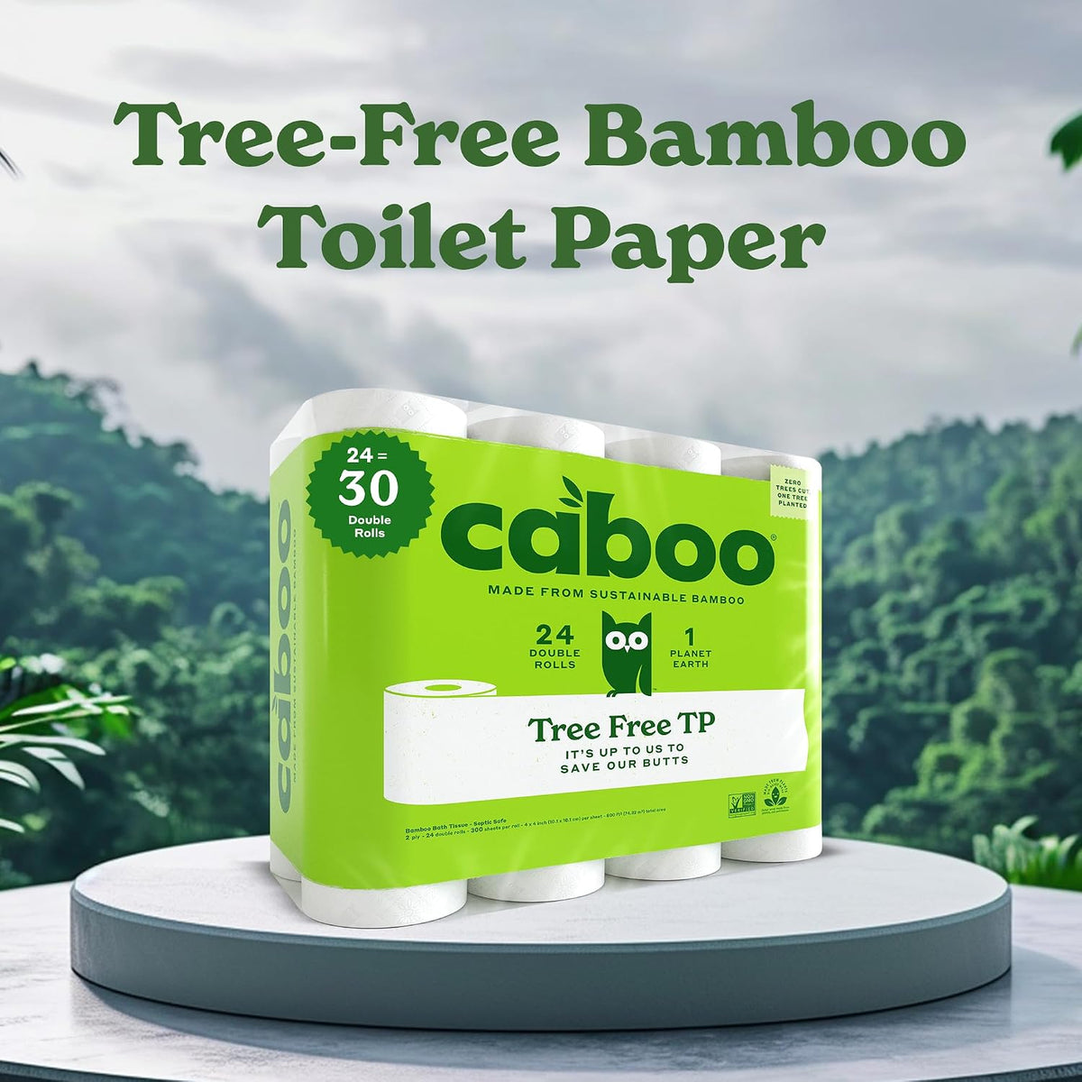 Caboo Tree-Free Bamboo Toilet Paper, 24 Double Rolls, 2-Ply - view 3