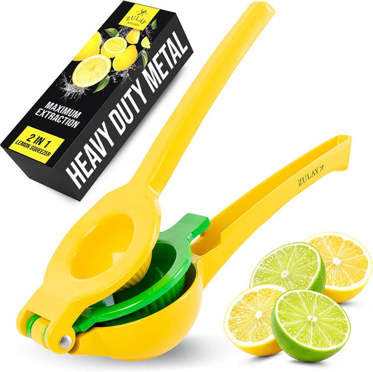 Zulay Kitchen Metal 2-in-1 Lemon Lime Squeezer, Yellow