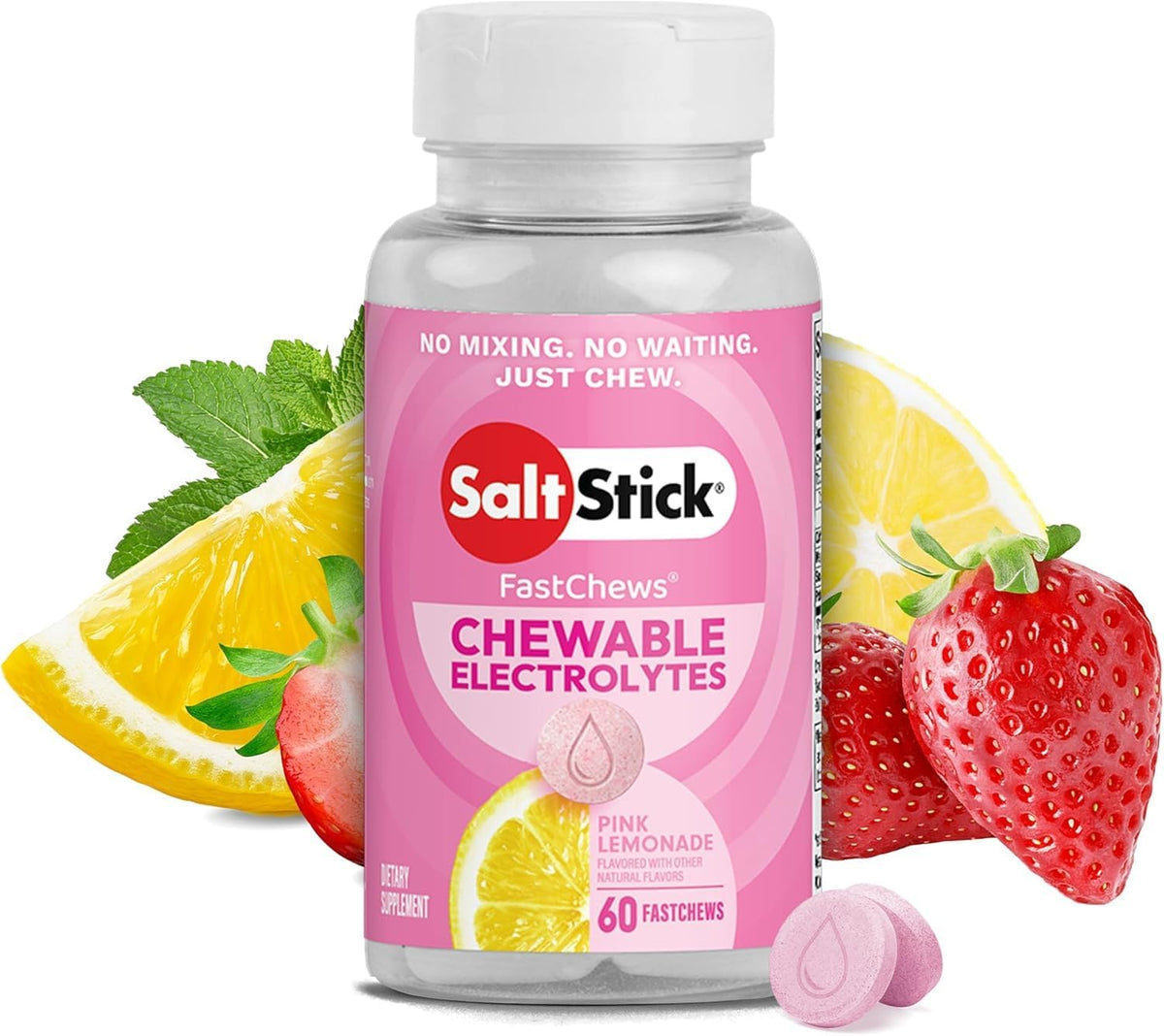 SaltStick Electrolyte FastChews, Pink Lemonade, 60 Chewable Tablets — product view