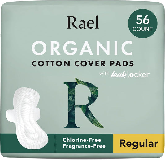 Rael Organic Cotton Cover Sanitary Towels Regular Flow, 56 Count