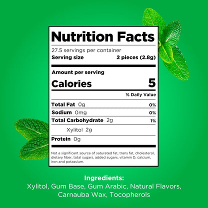 PUR Gum Spearmint Sugar-Free Xylitol Chewing Gum, 55 Count - view 3