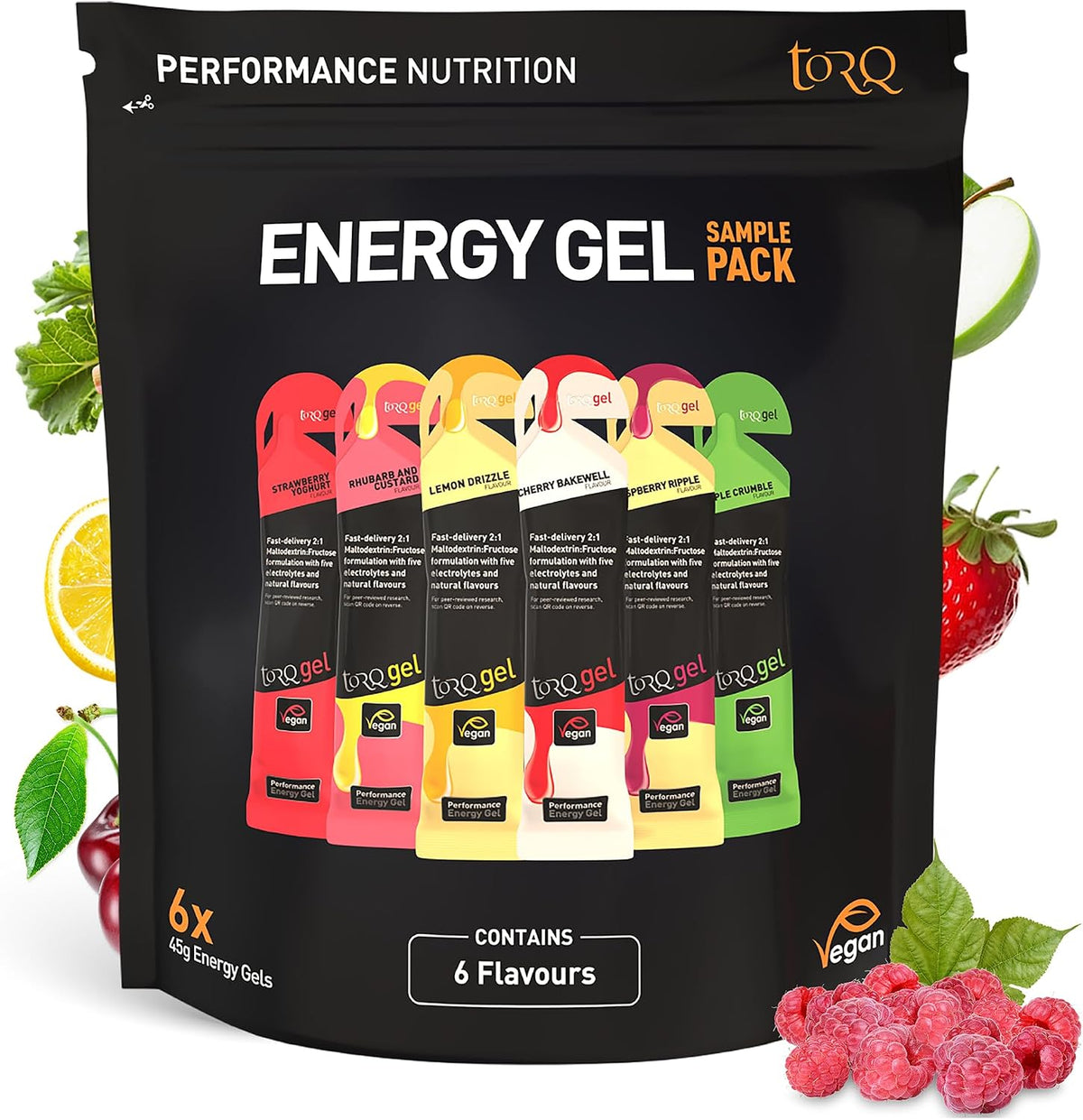 TORQ Energy Gel Variety Sampler Pack, 6 Gels — product view