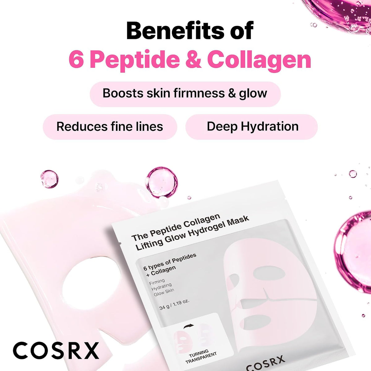COSRX Peptide Collagen Lifting Glow Hydrogel Face Masks, Pack of 3 - view 4