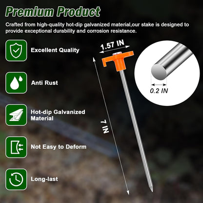 Feed Garden 7 Inch Galvanised Steel Tent Stakes, Pack of 10 - view 2