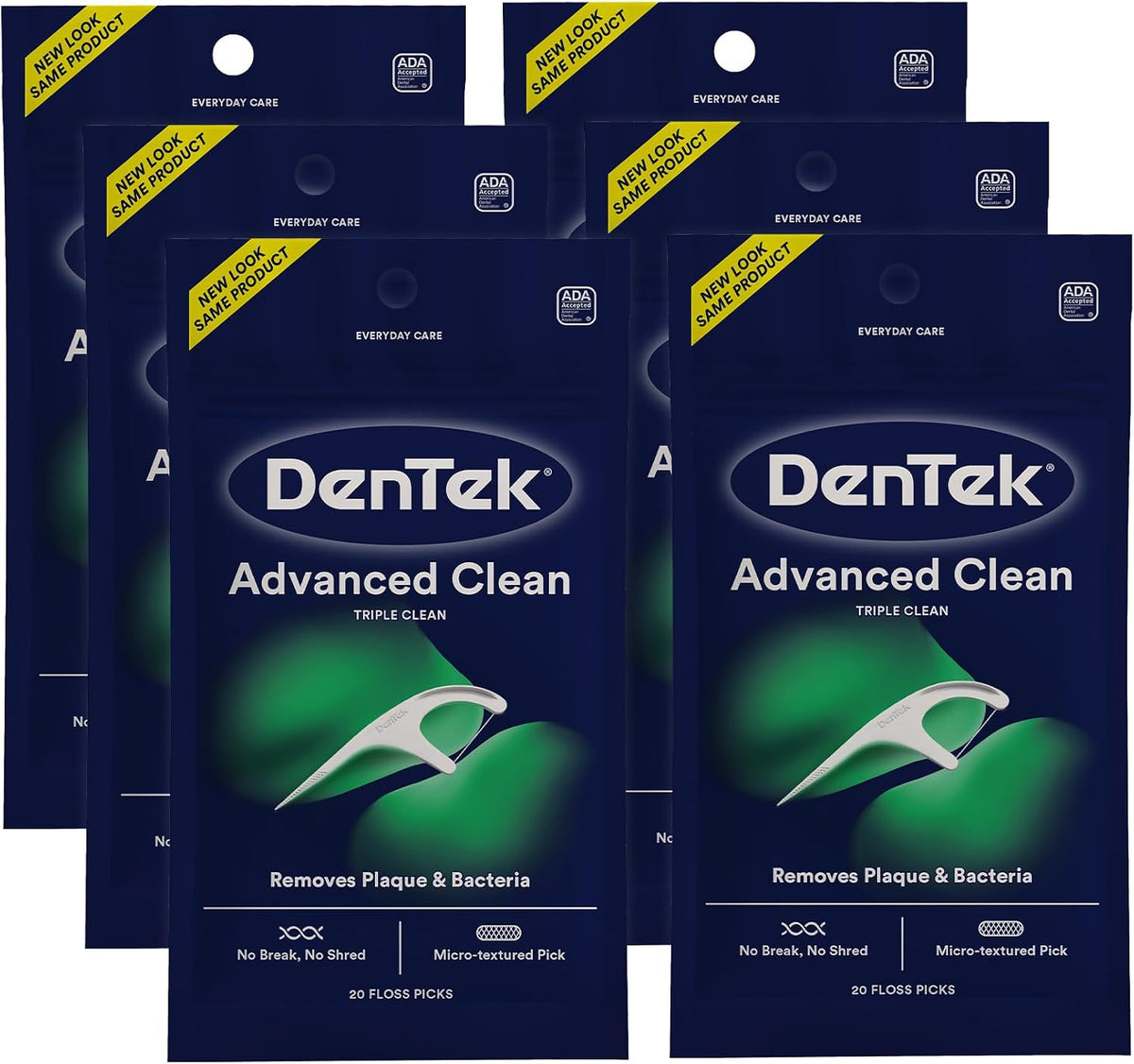DenTek Advanced Clean Floss Picks Mint, 20 Count, Pack of 6 - view 2
