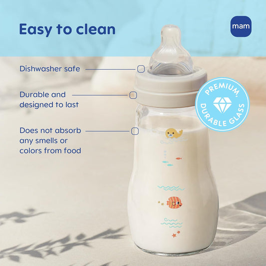 MAM Feel Good Pure Glass Anti-Colic Baby Bottles 6 oz (180 ml), 3 Pack - view 2