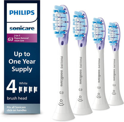 Philips Sonicare G3 Two-in-One Brush Heads, 4 Pack, White