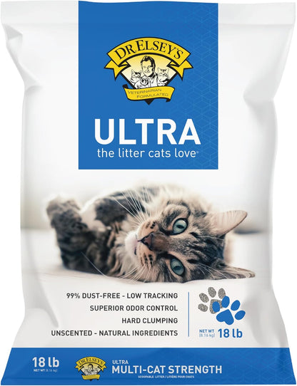 Dr. Elsey's Ultra Unscented Clumping Clay Cat Litter, 18 lb