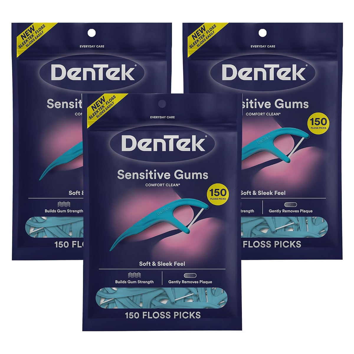 DenTek Comfort Clean Sensitive Gums Floss Picks, 150 Count, Pack of 3 — product view
