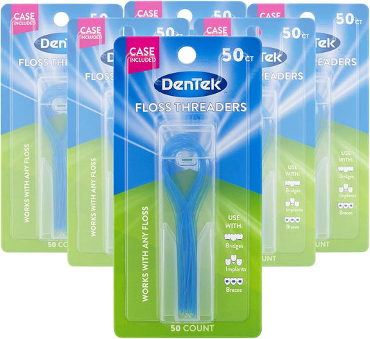DenTek Floss Threaders for Braces, Bridges & Implants, 50 Count, Pack of 6