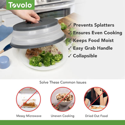 Tovolo Collapsible Microwave Splatter Cover, 10.5 Inch, Charcoal - view 3