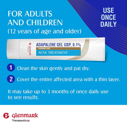 Glenmark Adapalene Gel 0.1% Acne Treatment — Paraben-Free Retinoid for Face | 15g