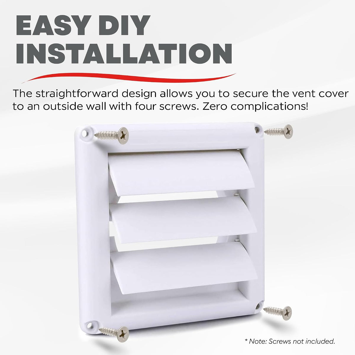 Deflecto Outdoor Dryer Vent Cover 4 Inch with Louvered Damper, White - view 6