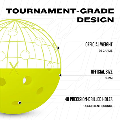 Franklin Sports X-40 Outdoor Pickleballs, Optic Yellow - Pack of 3 - view 5