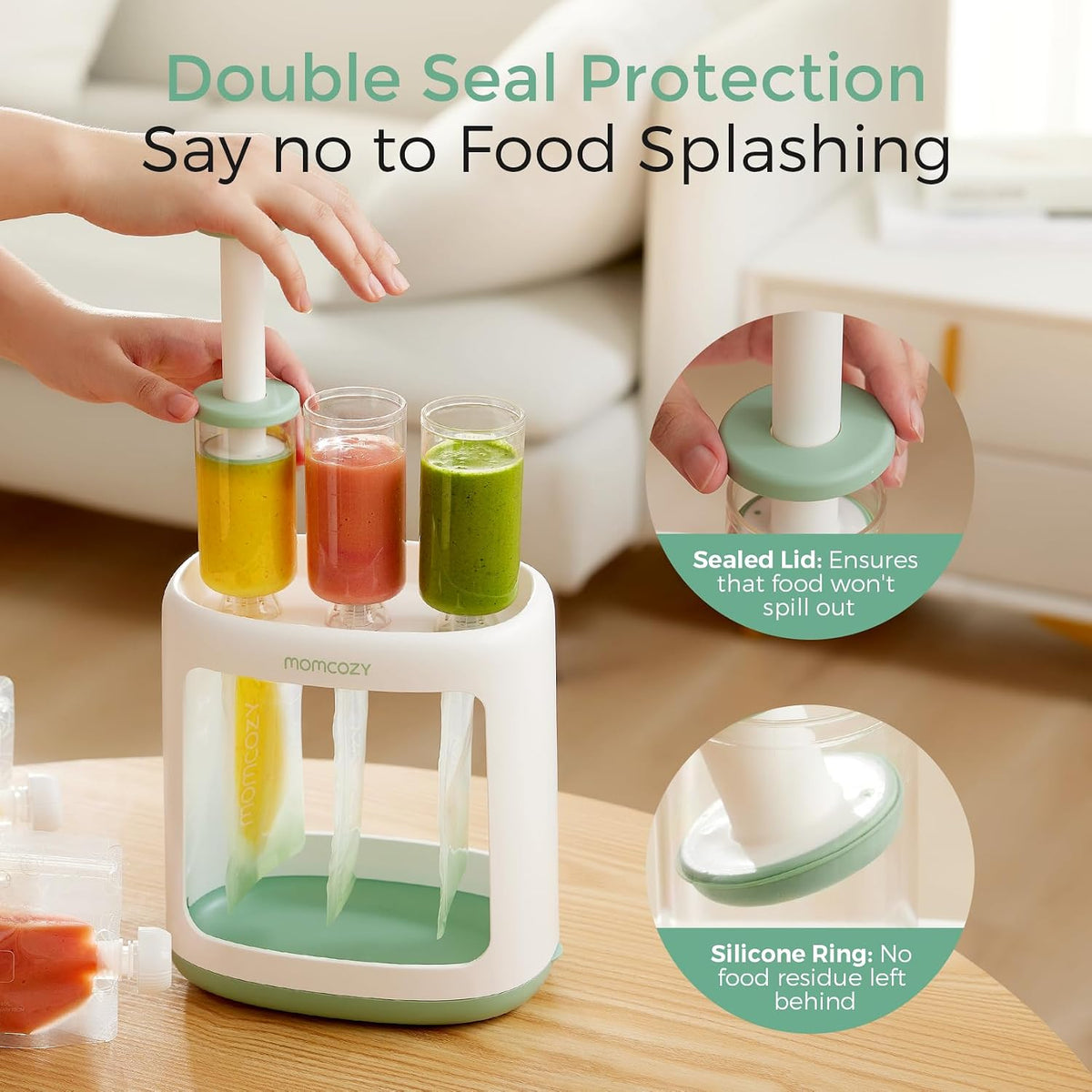 Momcozy Squeeze Station Baby Food Pouch Filler, 5 Reusable Pouches - view 2