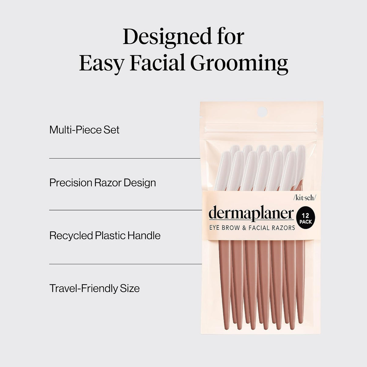 Kitsch Dermaplane Face Razors for Women, Terracotta, 12 Pieces - view 3