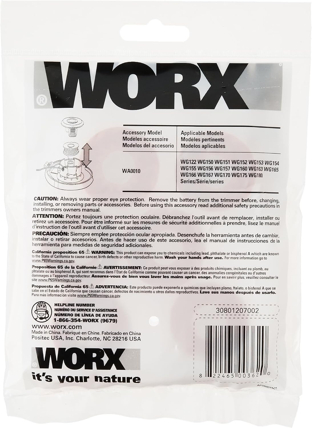 WORX WA0010 Replacement Spool & Line, Pack of 6 - view 3