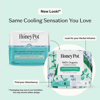 The Honey Pot Company Organic Super Herbal-Infused Pads with Wings 16 Count - view 2