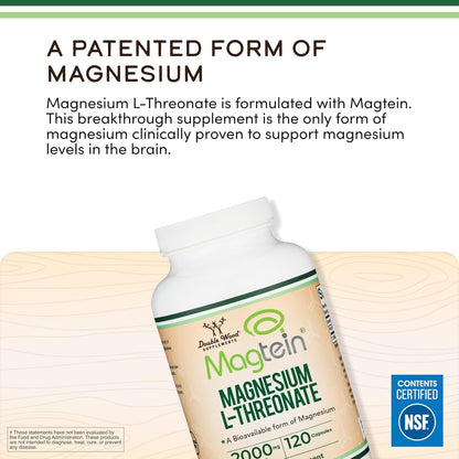Double Wood Magtein Magnesium L-Threonate 2000 mg, 120 Capsules - view 3