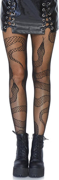 Leg Avenue Patterned Fishnet Tights, Snake Design, One Size