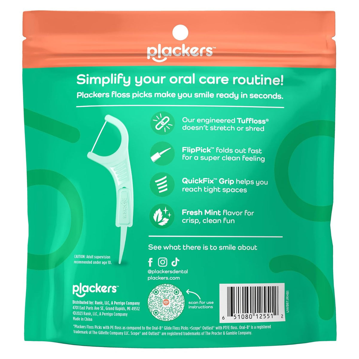 Plackers Micro Line Floss Picks, Intense Mint, 300 Count - view 2