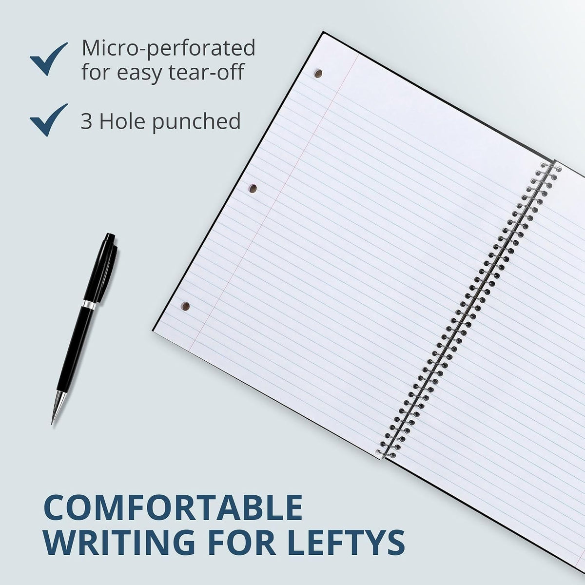 Roaring Spring Lefty Spiral Notebook, 3 Pack, 100 Sheets, College Ruled - view 4