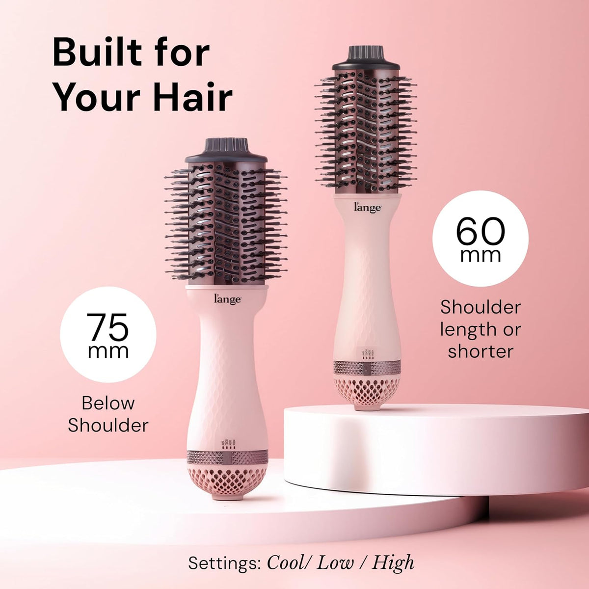 L'ANGE HAIR Le Volume 2-in-1 Titanium Blow Dryer Brush, Blush, 75 mm - view 6