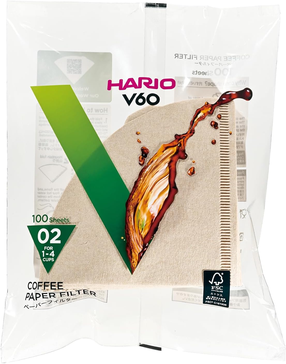 Hario V60 Paper Coffee Filters, Size 02, Natural, 100 Count — product view