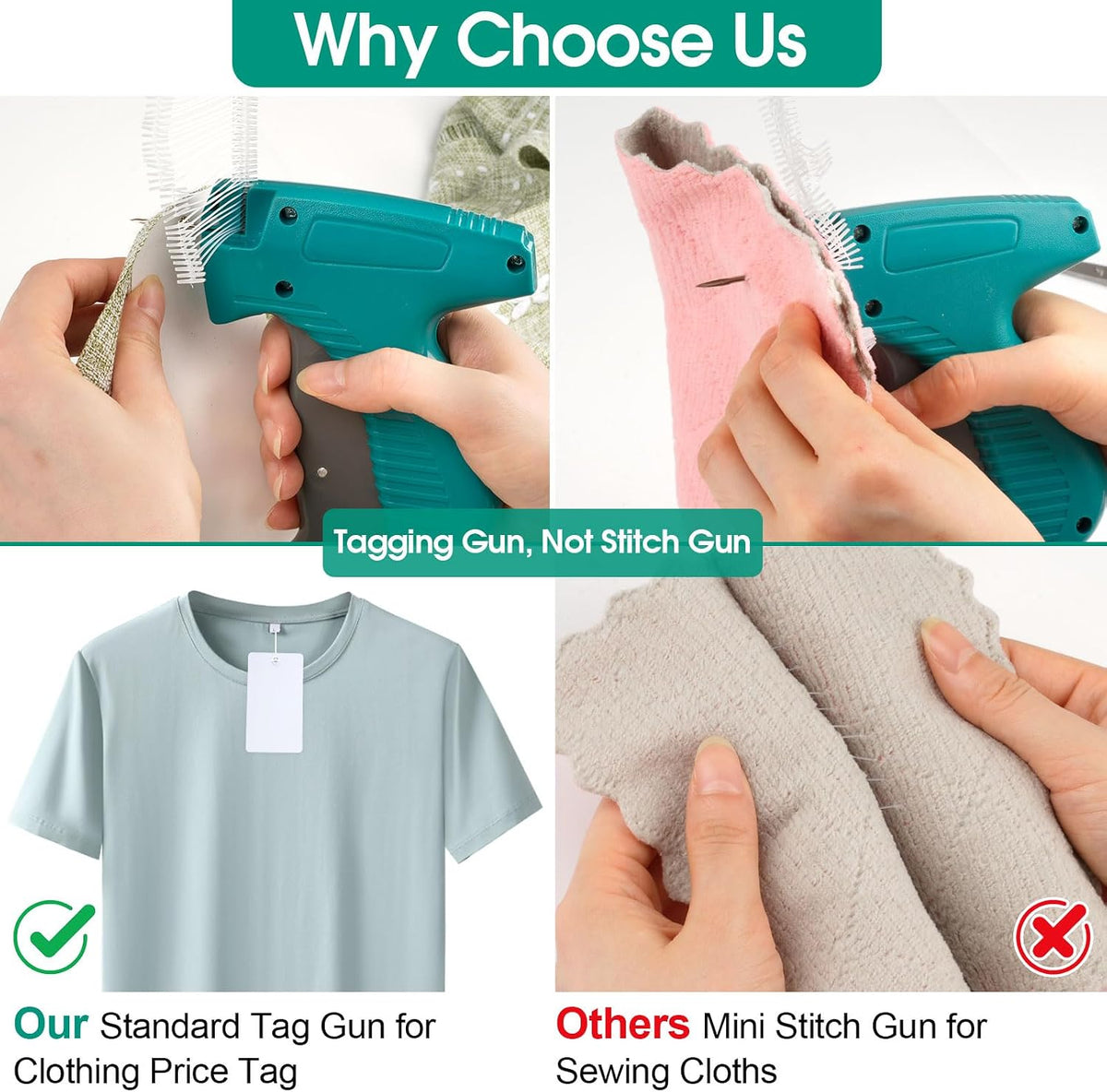 BEVTEE Price Tag Gun for Clothes with 1008 Fasteners, Green - view 4