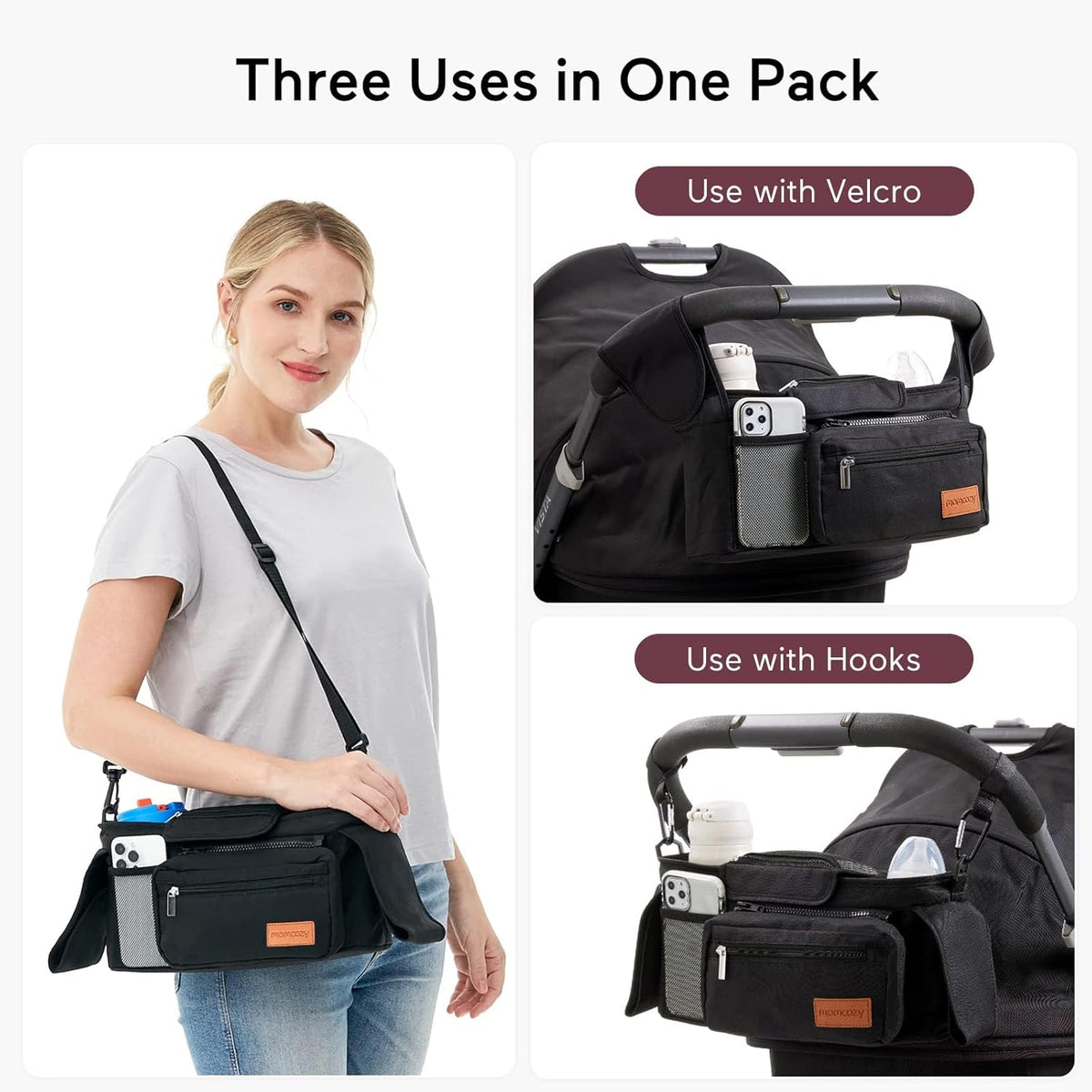 Momcozy Universal Stroller Organiser with Insulated Cup Holders - view 3