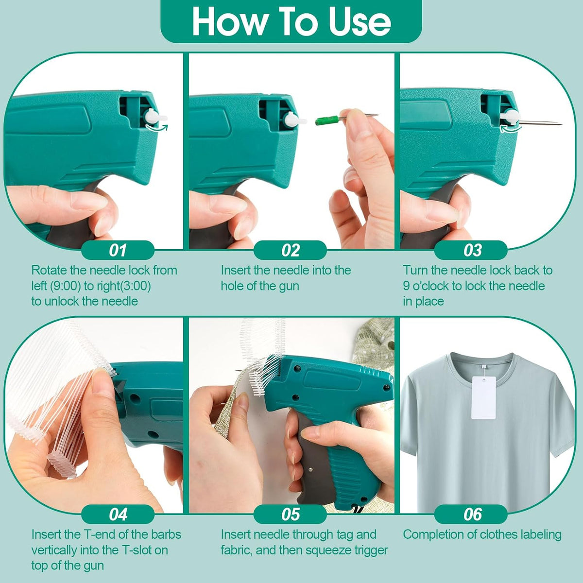 BEVTEE Price Tag Gun for Clothes with 1008 Fasteners, Green - view 3