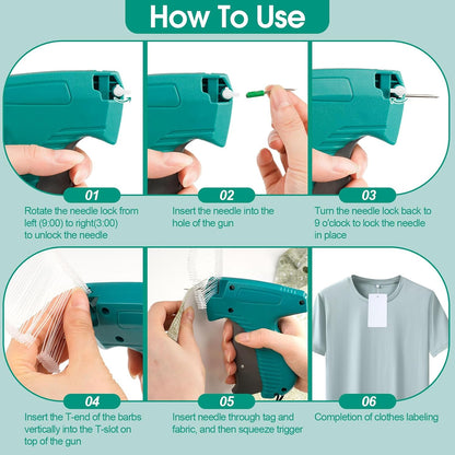 BEVTEE Price Tag Gun for Clothes with 1008 Fasteners, Green - view 3