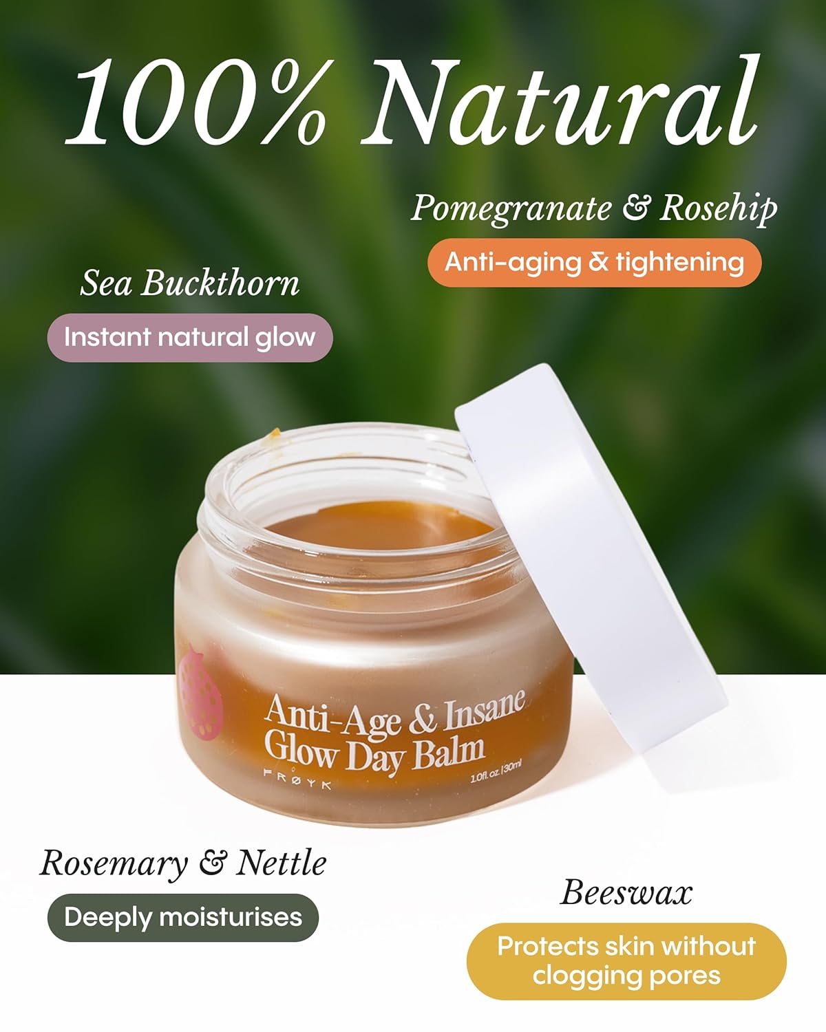 Frøya Organics Anti-Age and Insane Glow Day Balm for Face, 1 fl oz - view 4