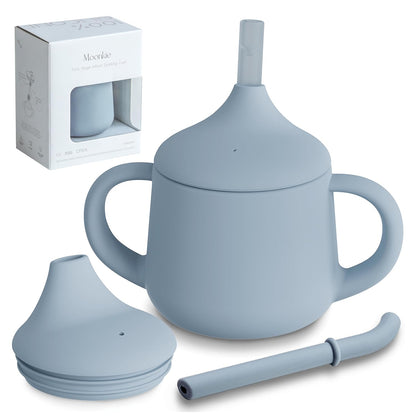 Moonkie Silicone Baby Training Cup with Straw, 4 oz