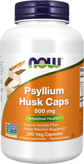 NOW Psyllium Husk Capsules 500mg, 200 Veg Capsules