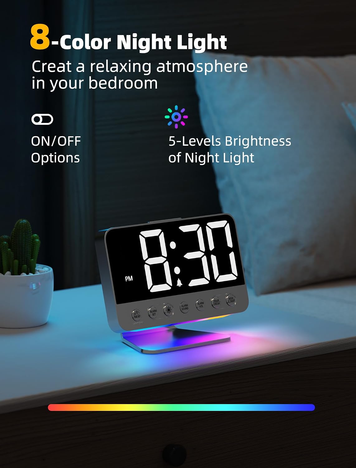 Odokee Digital Alarm Clock with USB Charging Port and Night Light - view 5