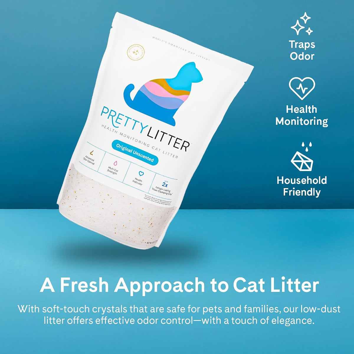 PrettyLitter Health Monitoring Cat Litter, Unscented, 2 x 6 lb Bags - view 5
