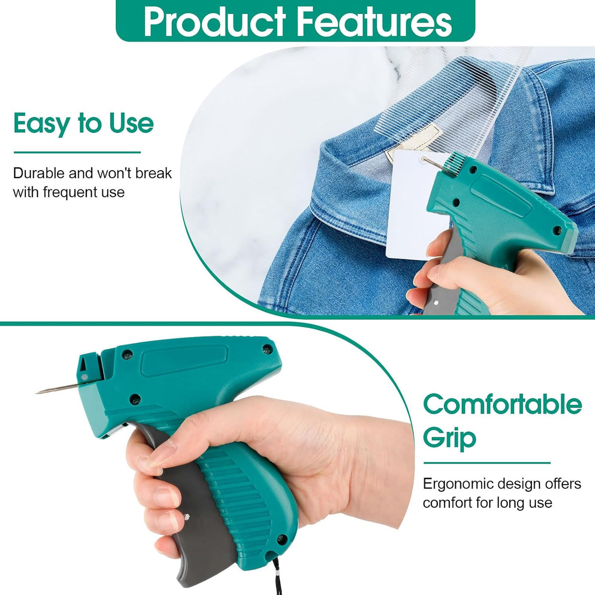 BEVTEE Price Tag Gun for Clothes with 1008 Fasteners, Green - view 5