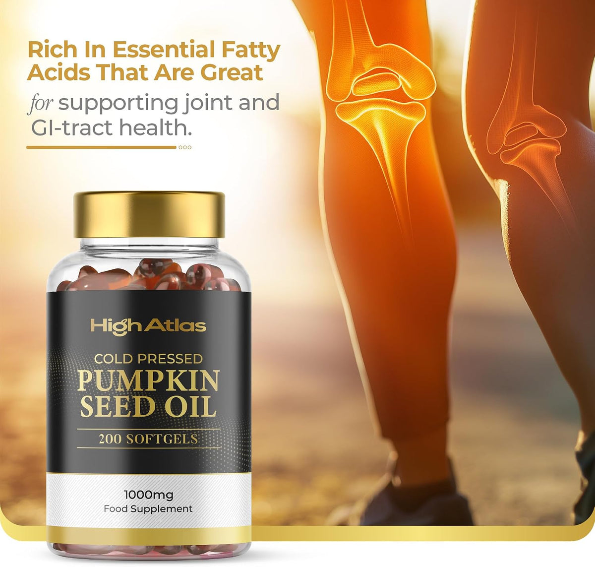 HighAtlas Pumpkin Seed Oil Softgels 200 Count (3000 mg Per Serving) - view 3