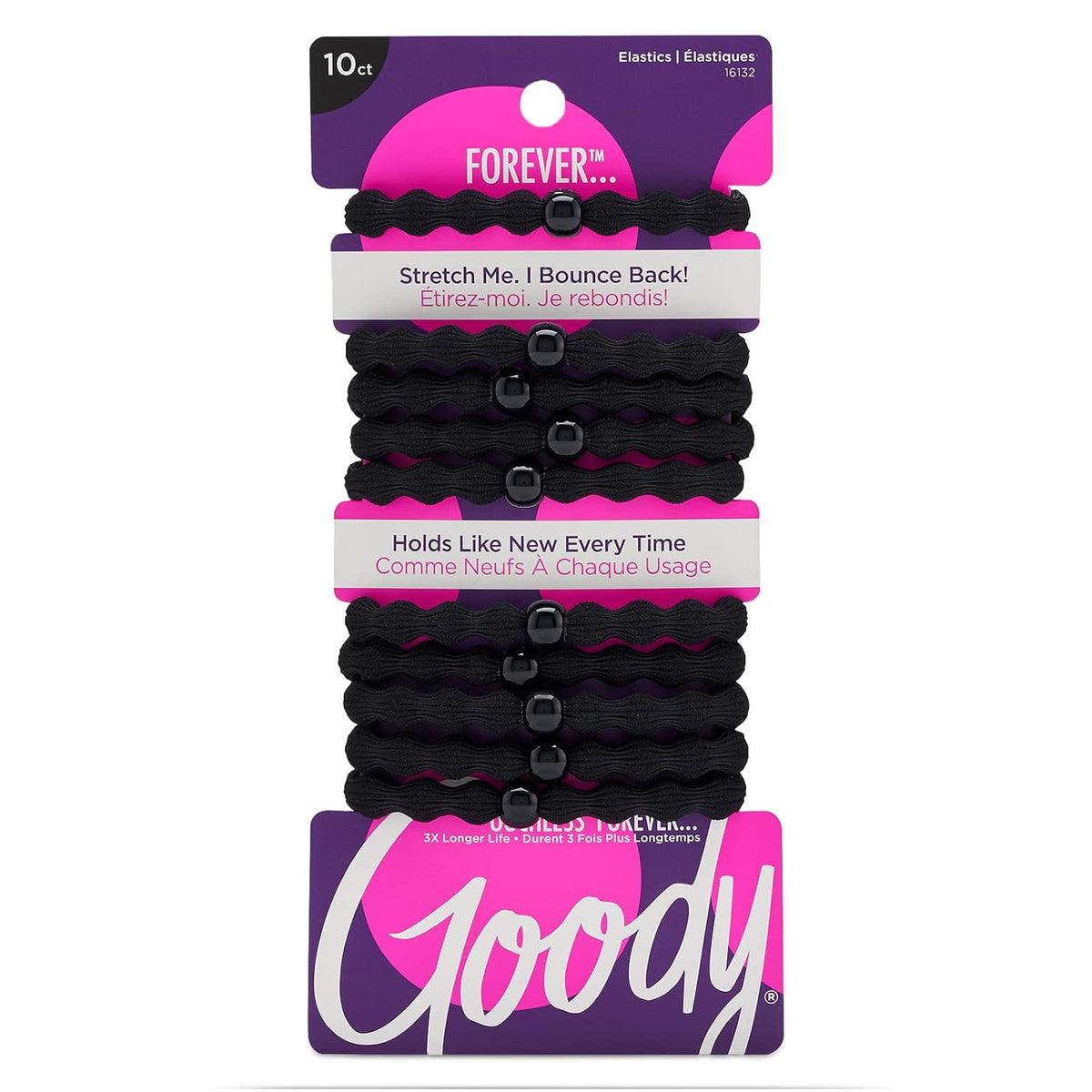 Goody Ouchless Forever Hair Elastics, Black - 10 Count — product view