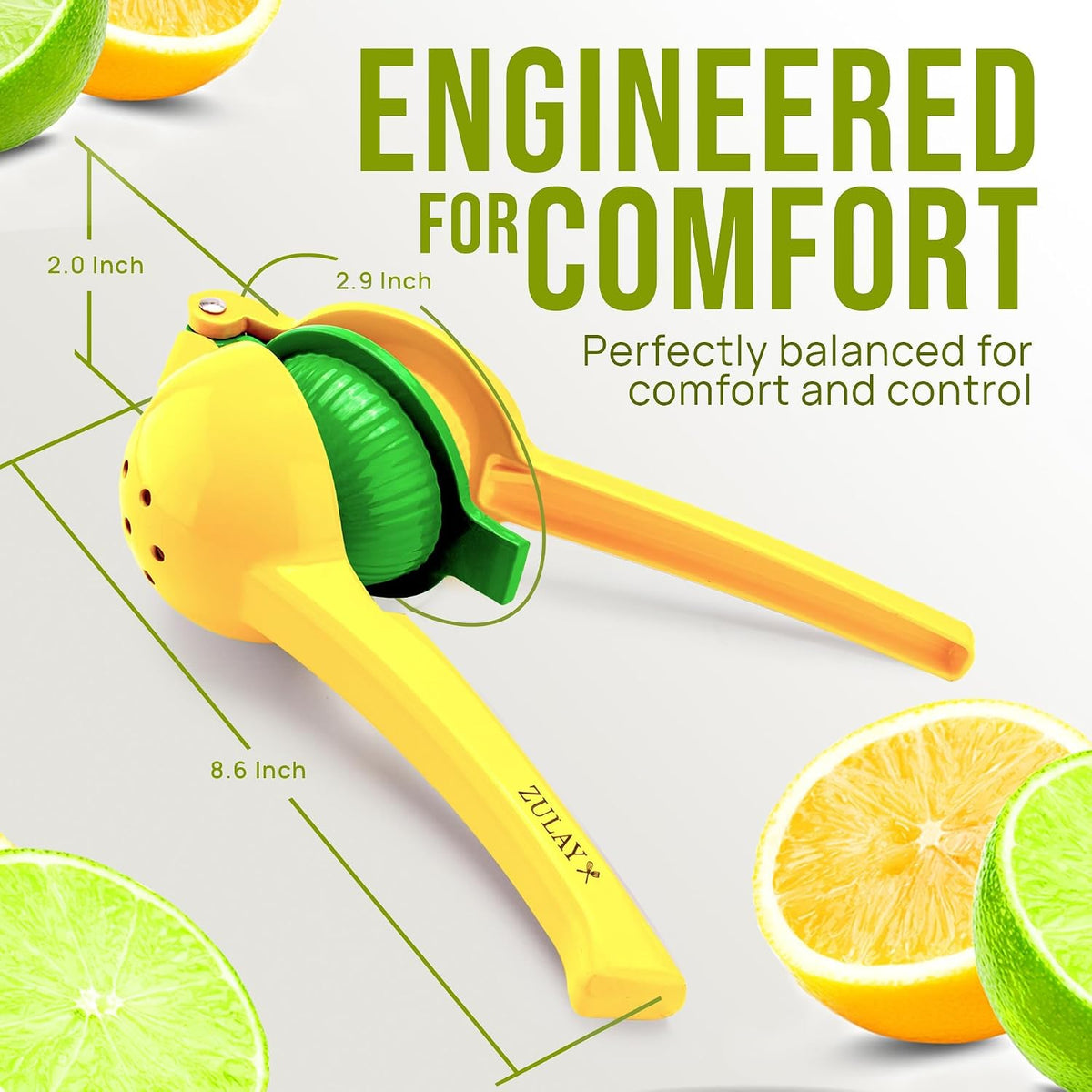 Zulay Kitchen Metal 2-in-1 Lemon Lime Squeezer, Yellow — alternate product view