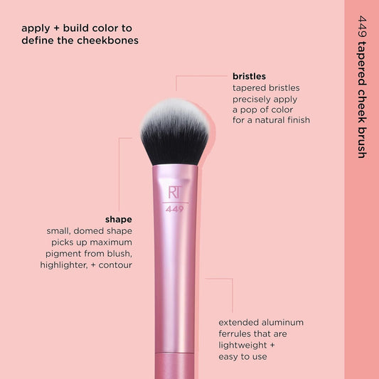 Real Techniques Tapered Cheek Makeup Brush, Pink - view 2