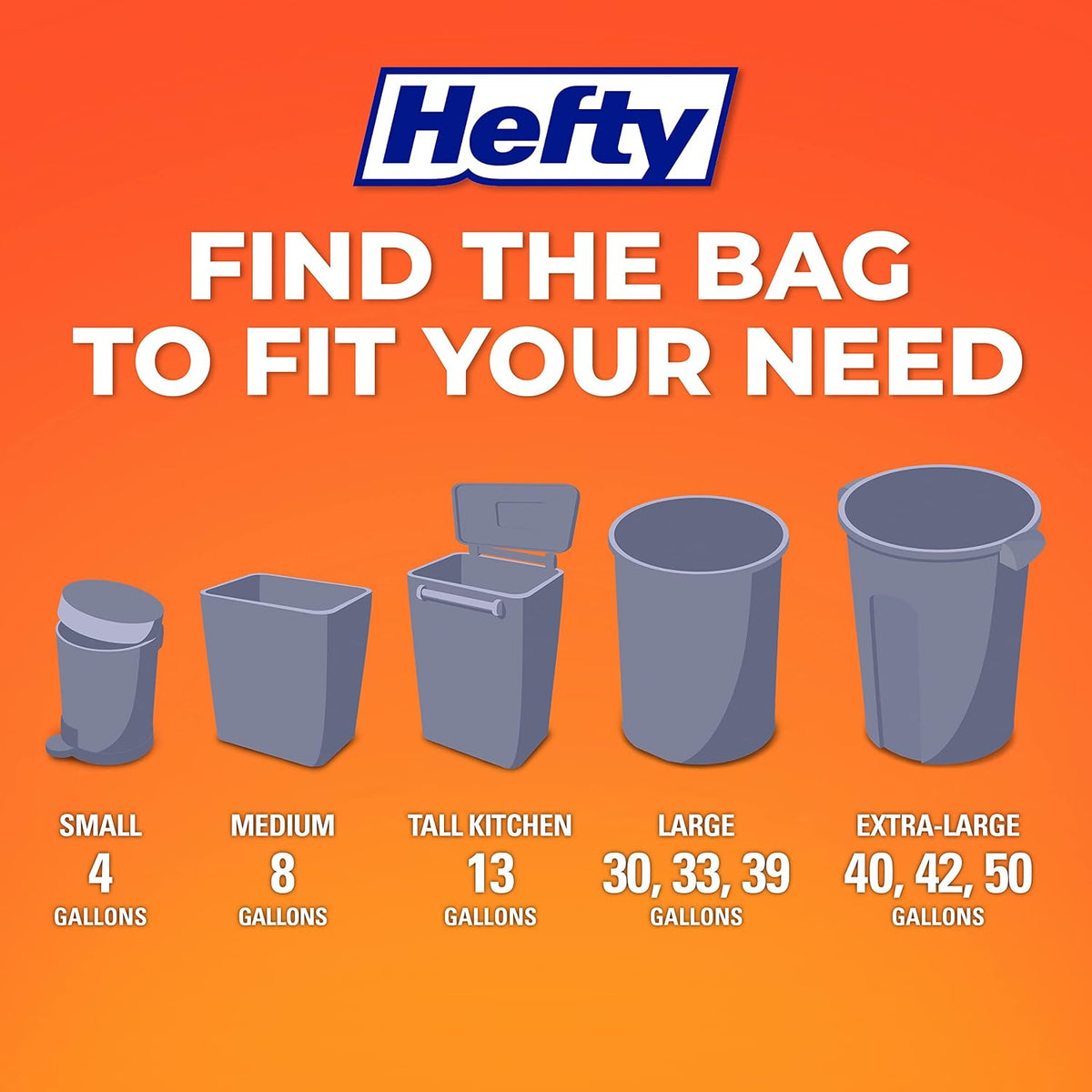 Hefty 4 Gallon Small Trash Bags, Ocean Water Scent, 52 Count - view 6